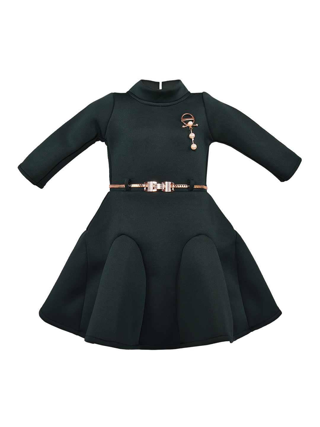 

Wish Karo Girls Green Solid Fit and Flare Dress