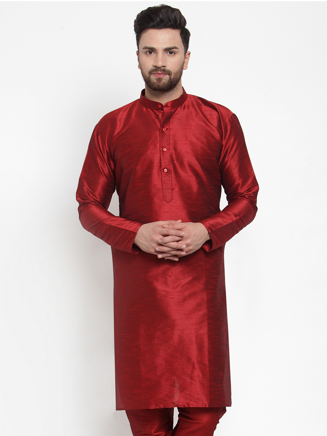 

Jompers Men Maroon Solid Straight Kurta