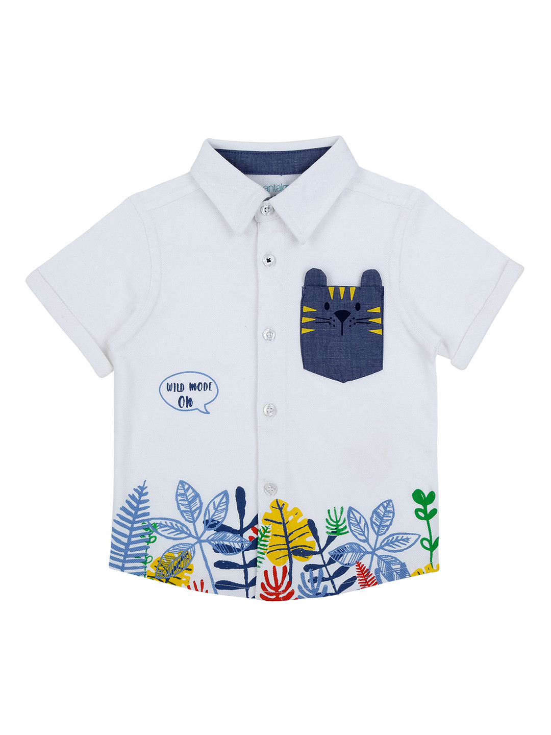 

Pantaloons Baby Boys White Regular Fit Printed Casual Shirt