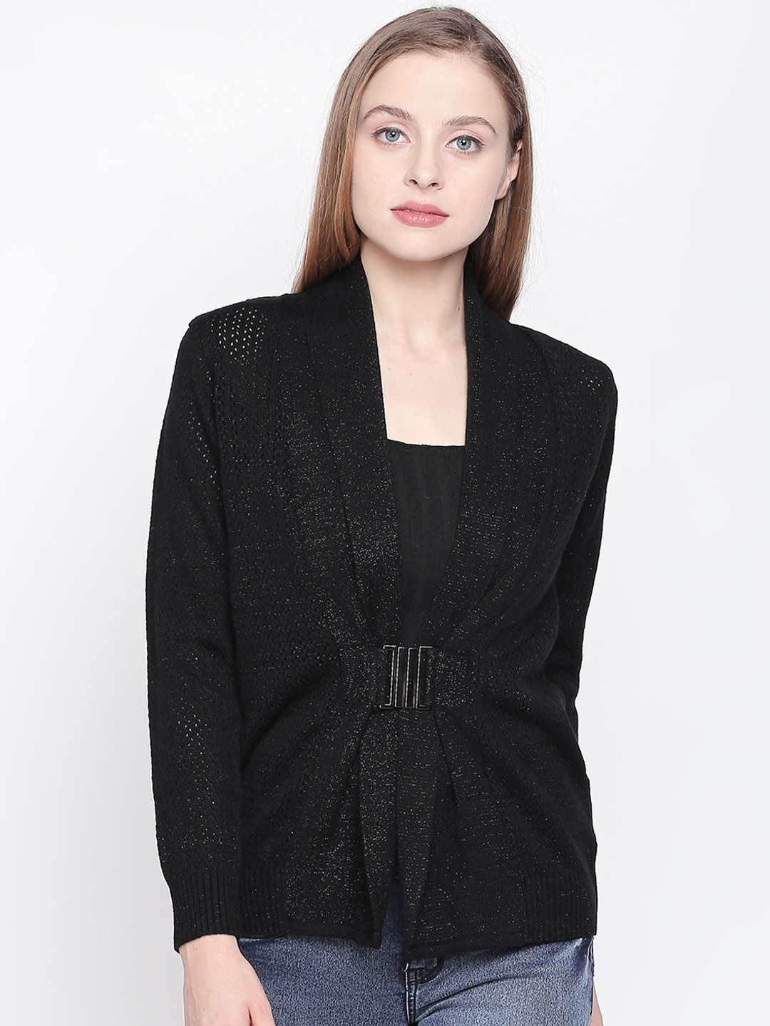 

Annabelle by Pantaloons Women Black Solid Cardigan