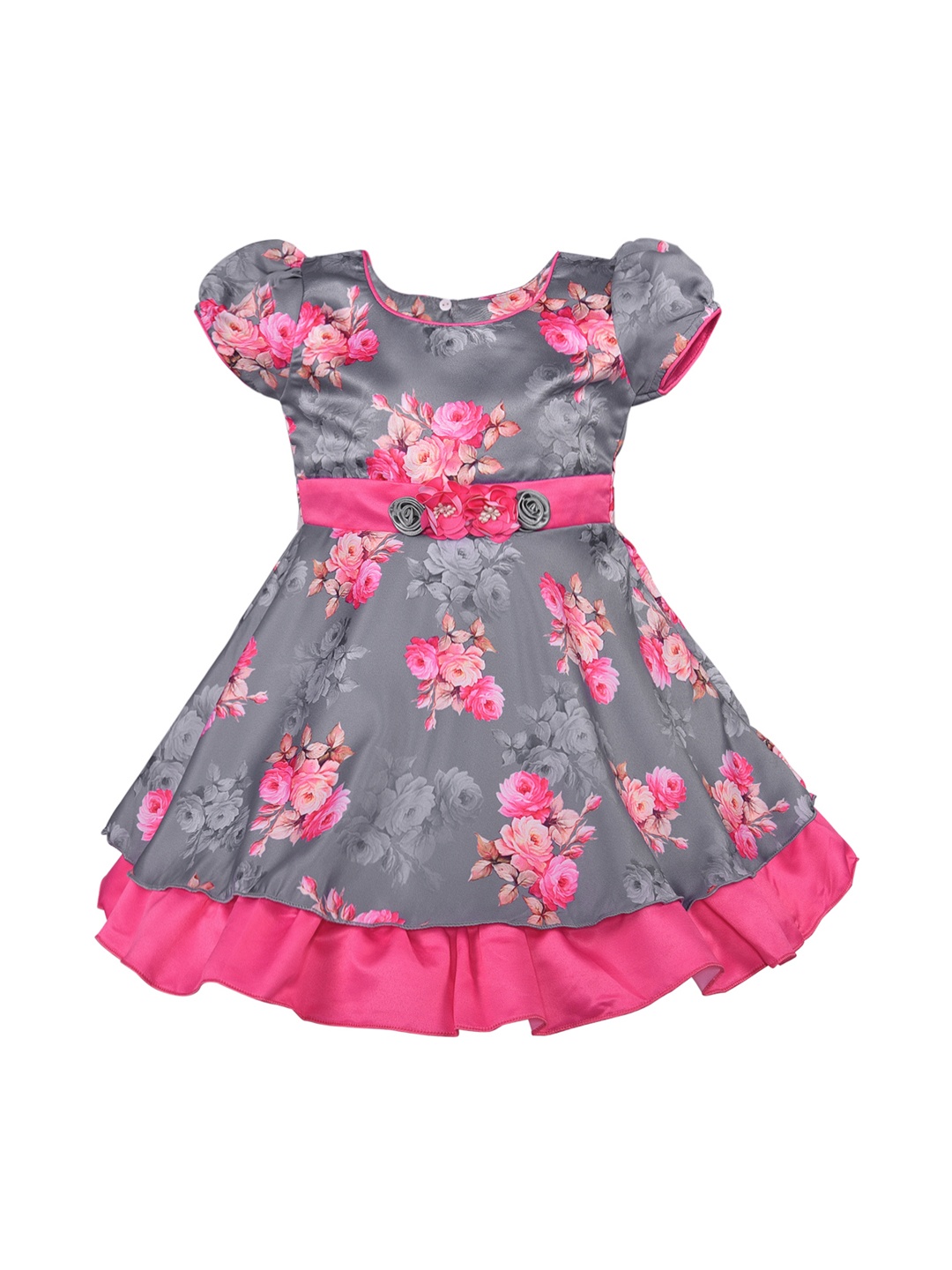 

Wish Karo Girls Grey Printed Fit and Flare Dress