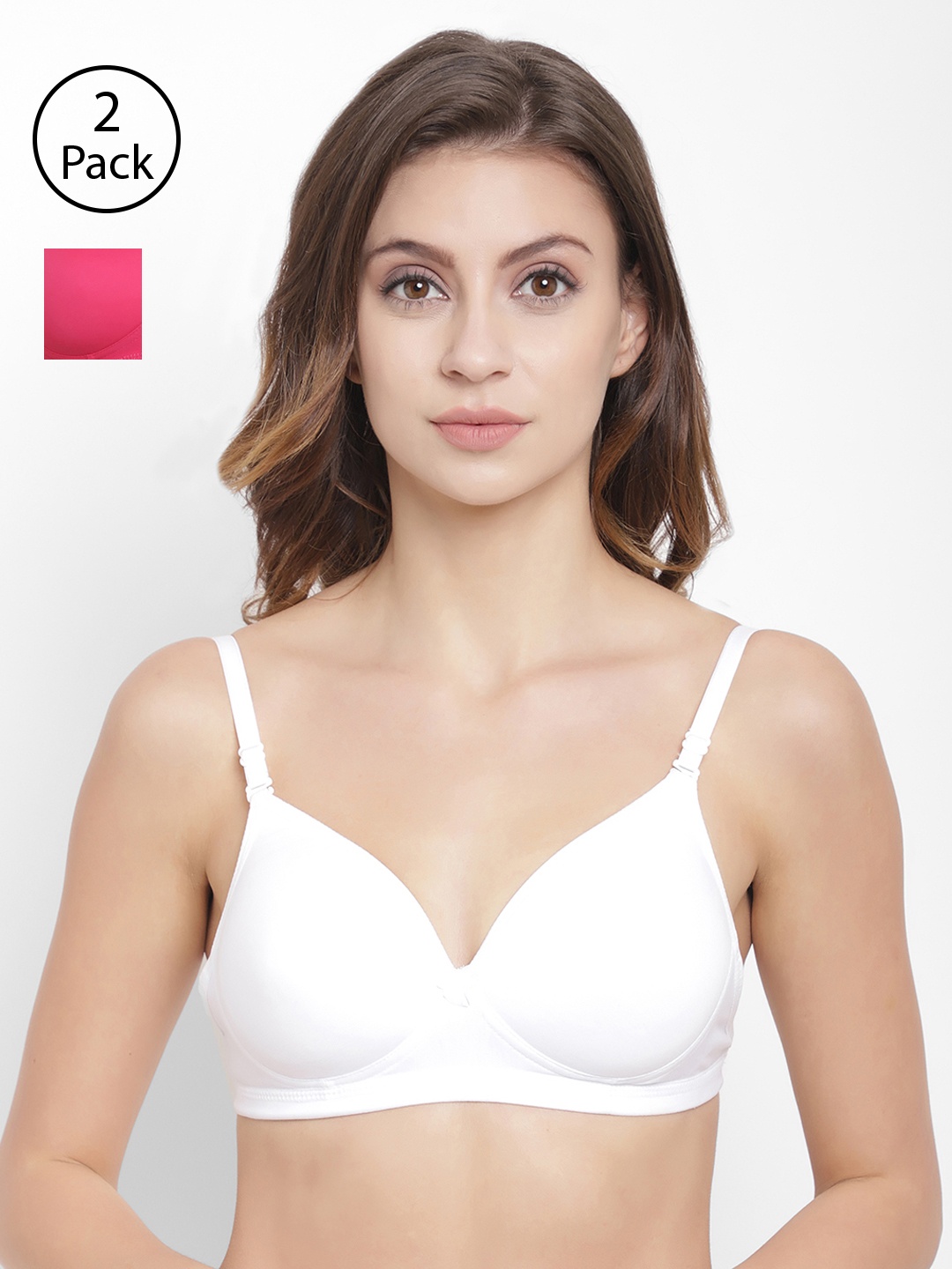 

Floret Pack of 2 Solid Non-Wired Lightly Padded T-shirt Bras, Pink