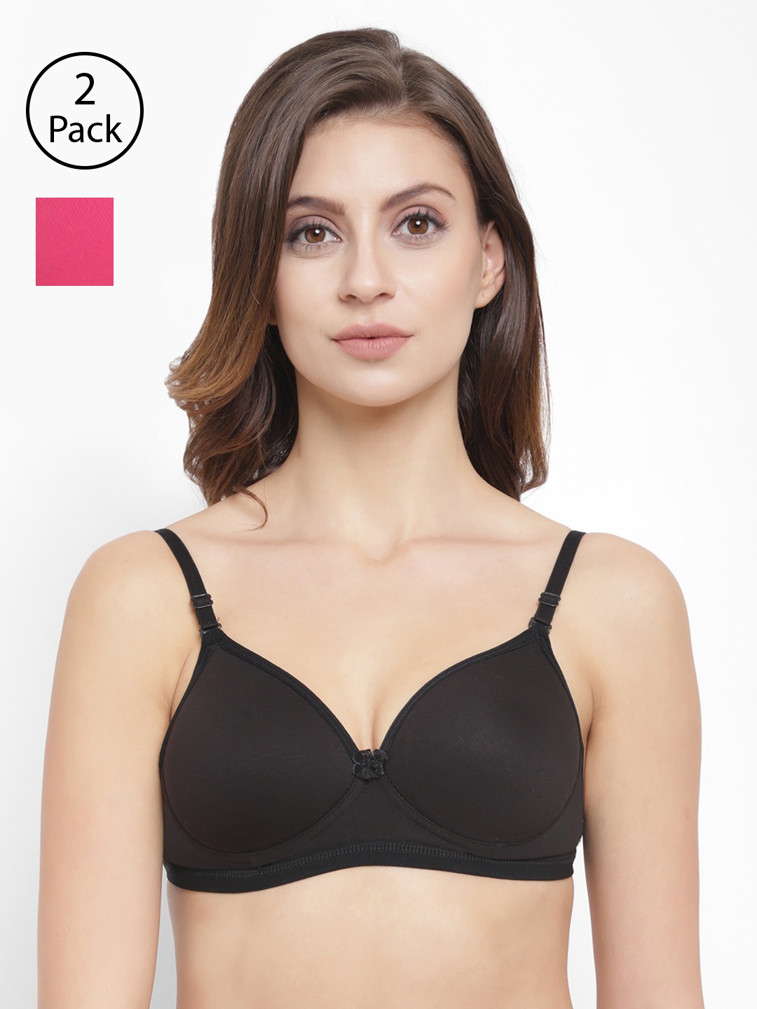 

Floret Pack of 2 Solid Non-Wired Lightly Padded T-shirt Bras, Pink