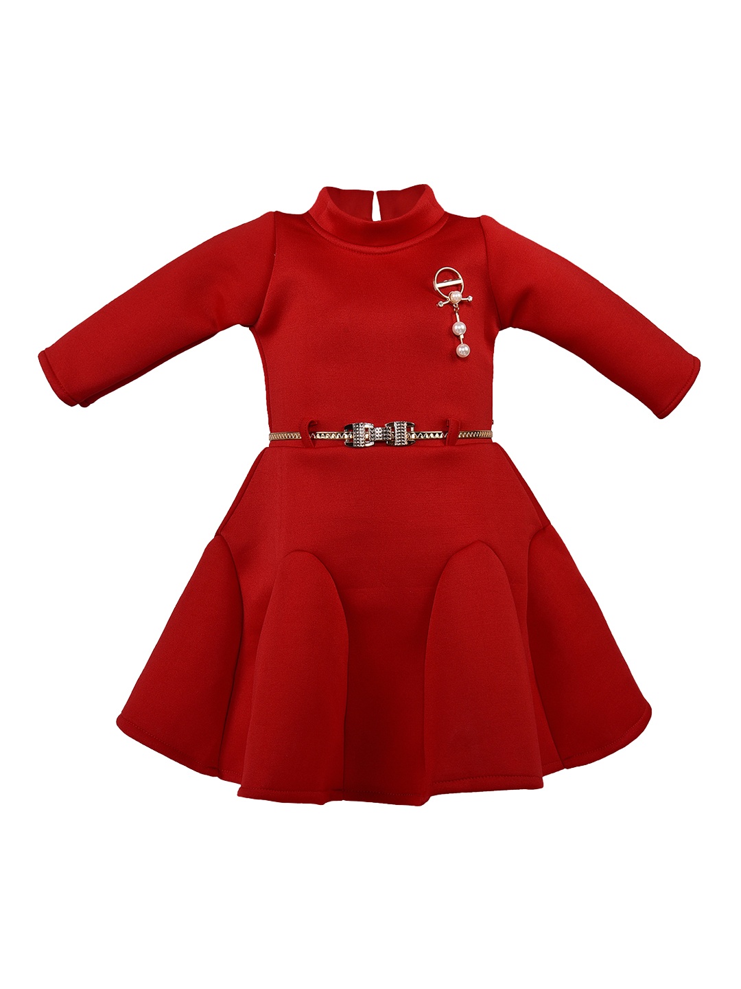 

Wish Karo Girls Red Solid Fit and Flare Dress