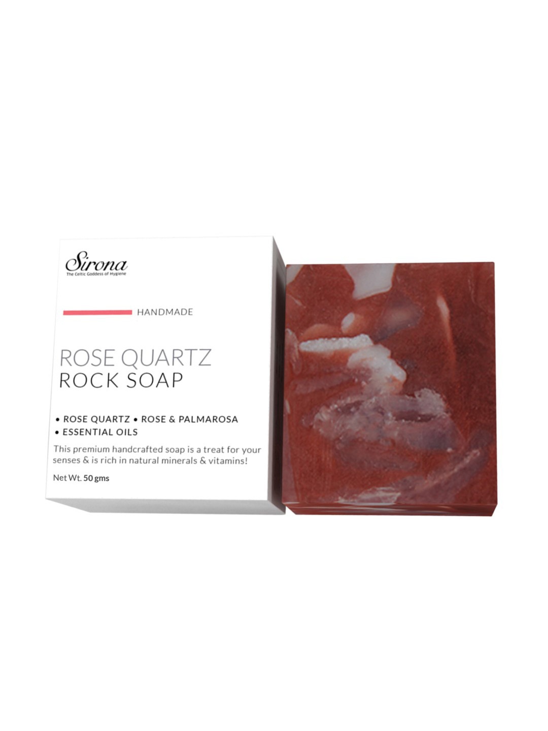 

Sirona Rose Quartz Handmade Rock Bath Soap Bar 50 g, Maroon