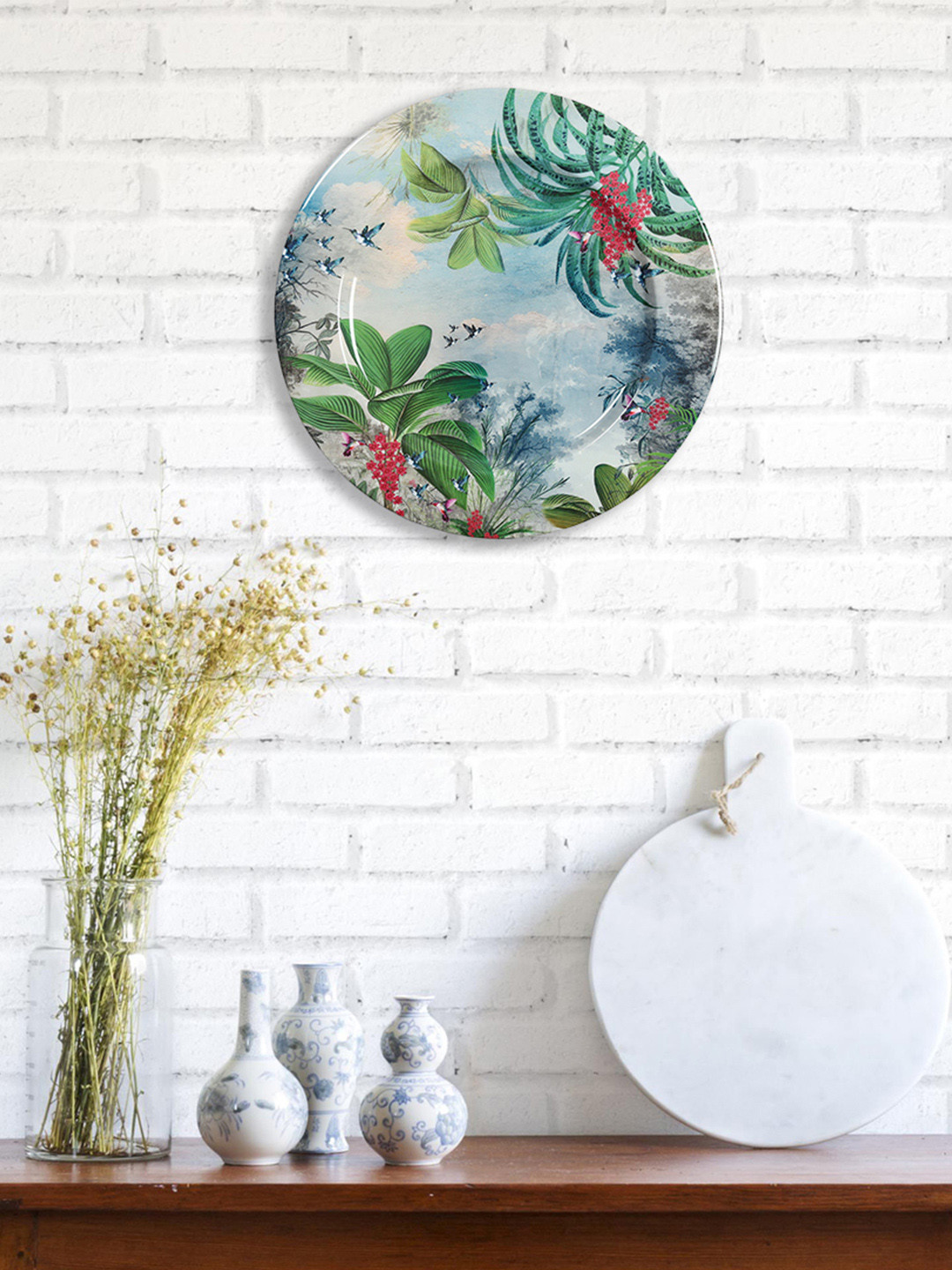 

India Circus by Krsnaa Mehta Blue & Green Tropical View Iron Plate Wall Decor