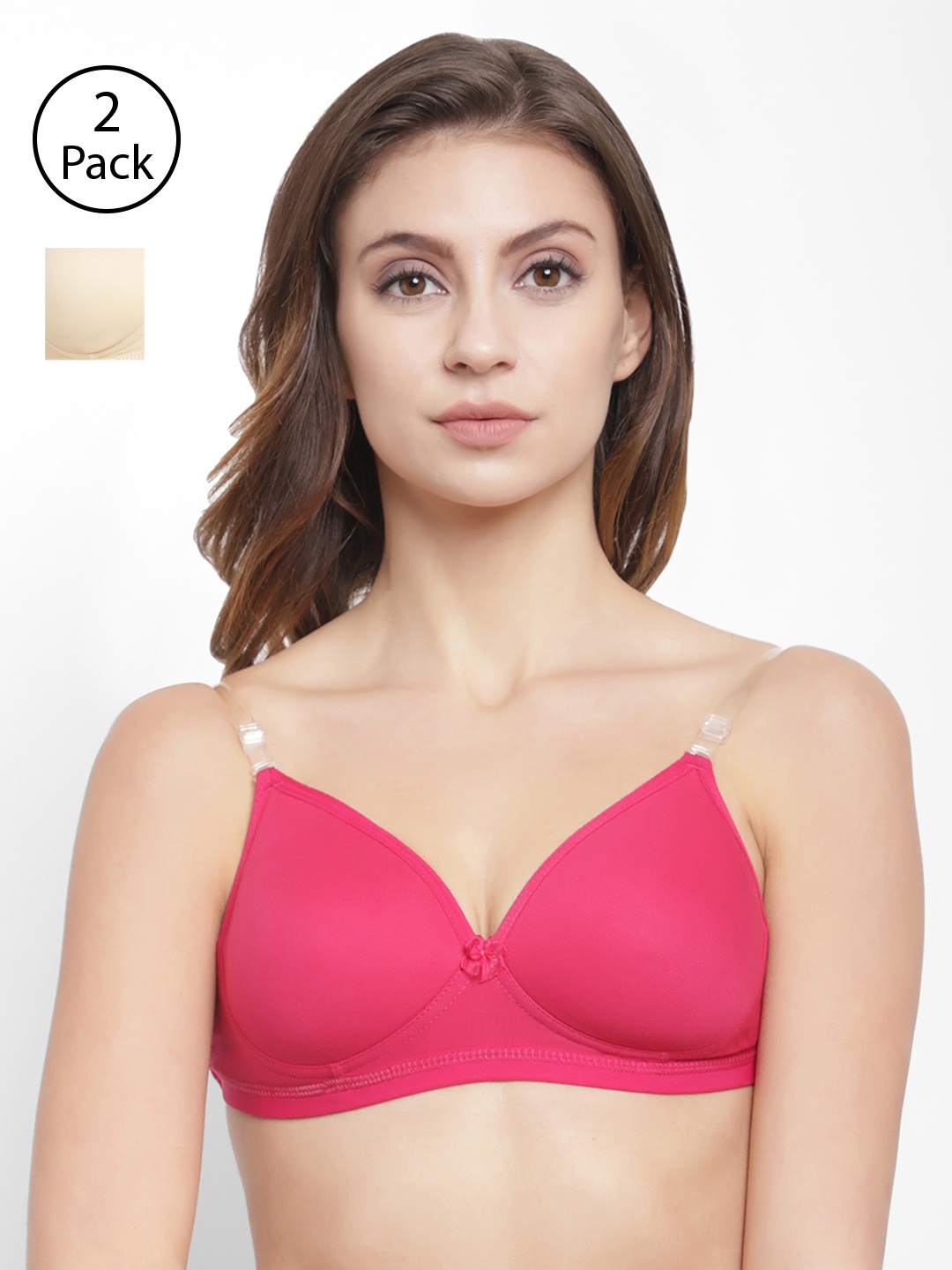 

Floret Pack of 2 Solid Non-Wired Lightly Padded T-shirt Bras, Beige