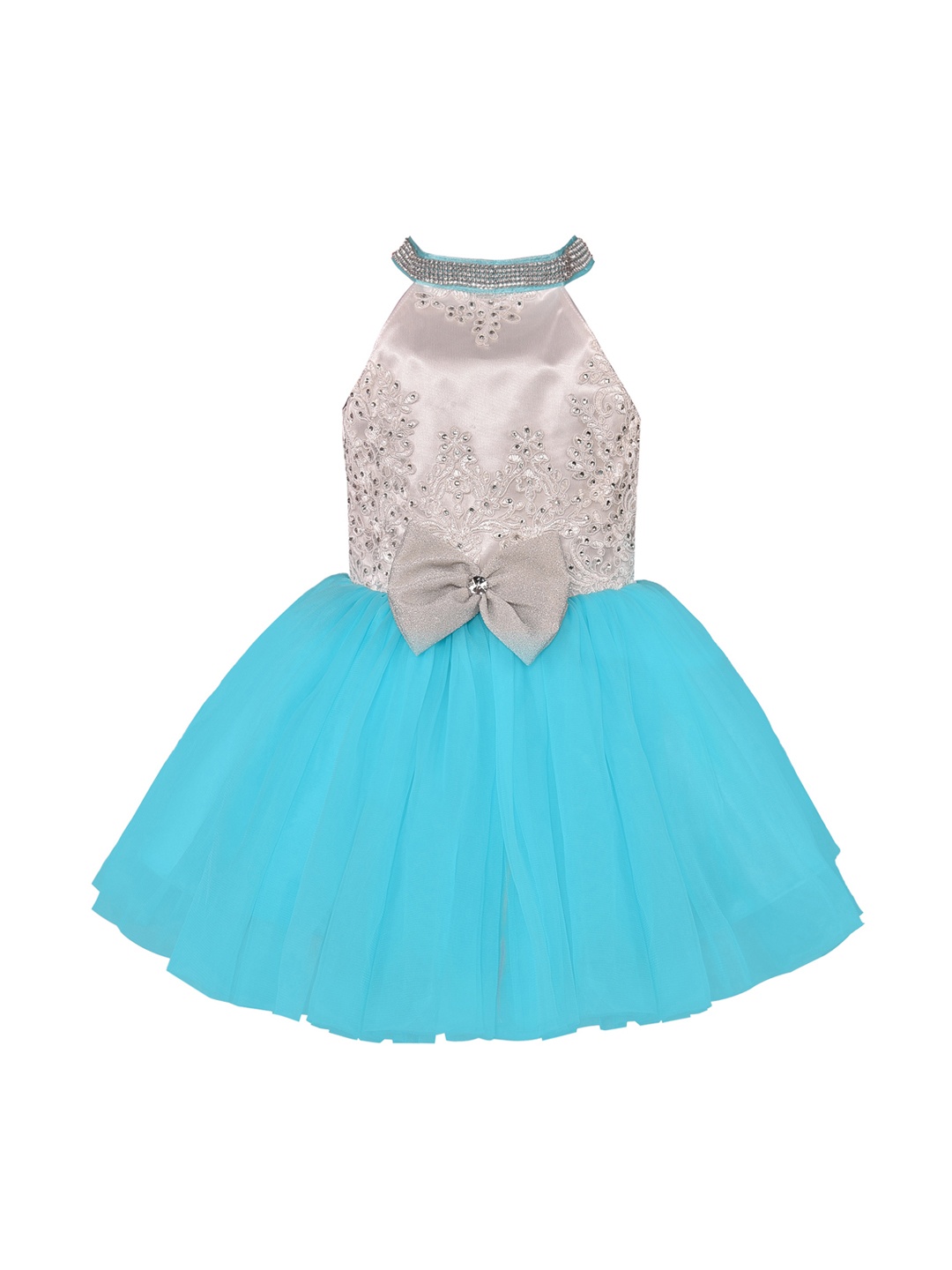 

Wish Karo Girls Blue Embellished Fit and Flare Dress