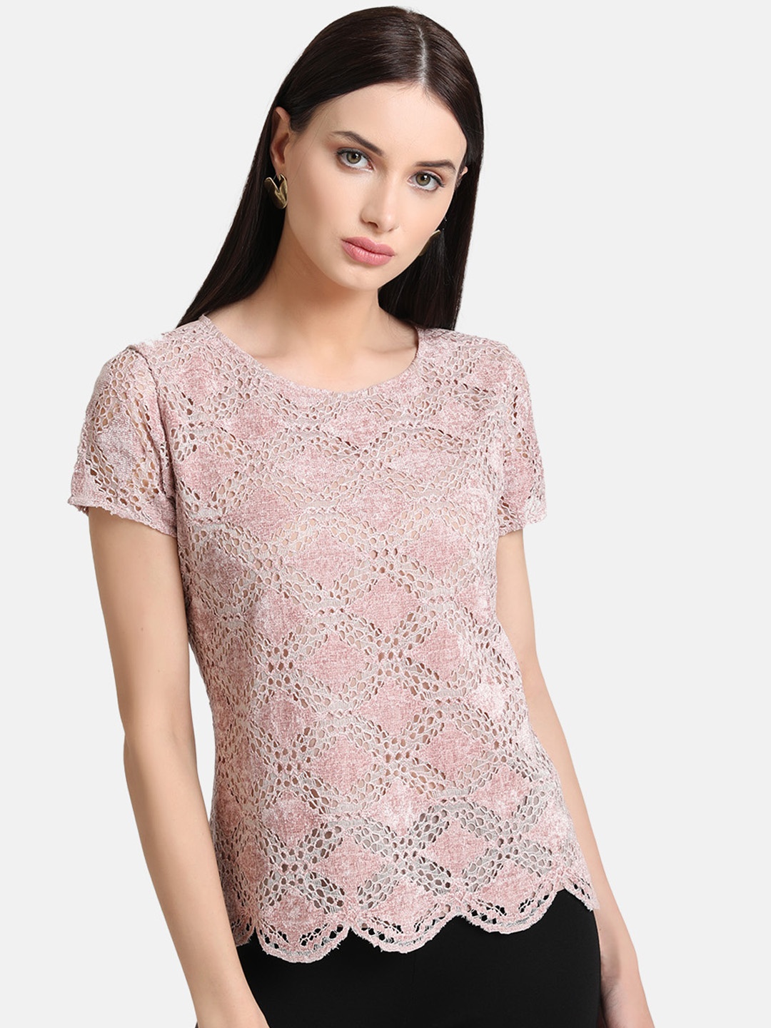 

Kazo Women Peach-Coloured Self Design Top
