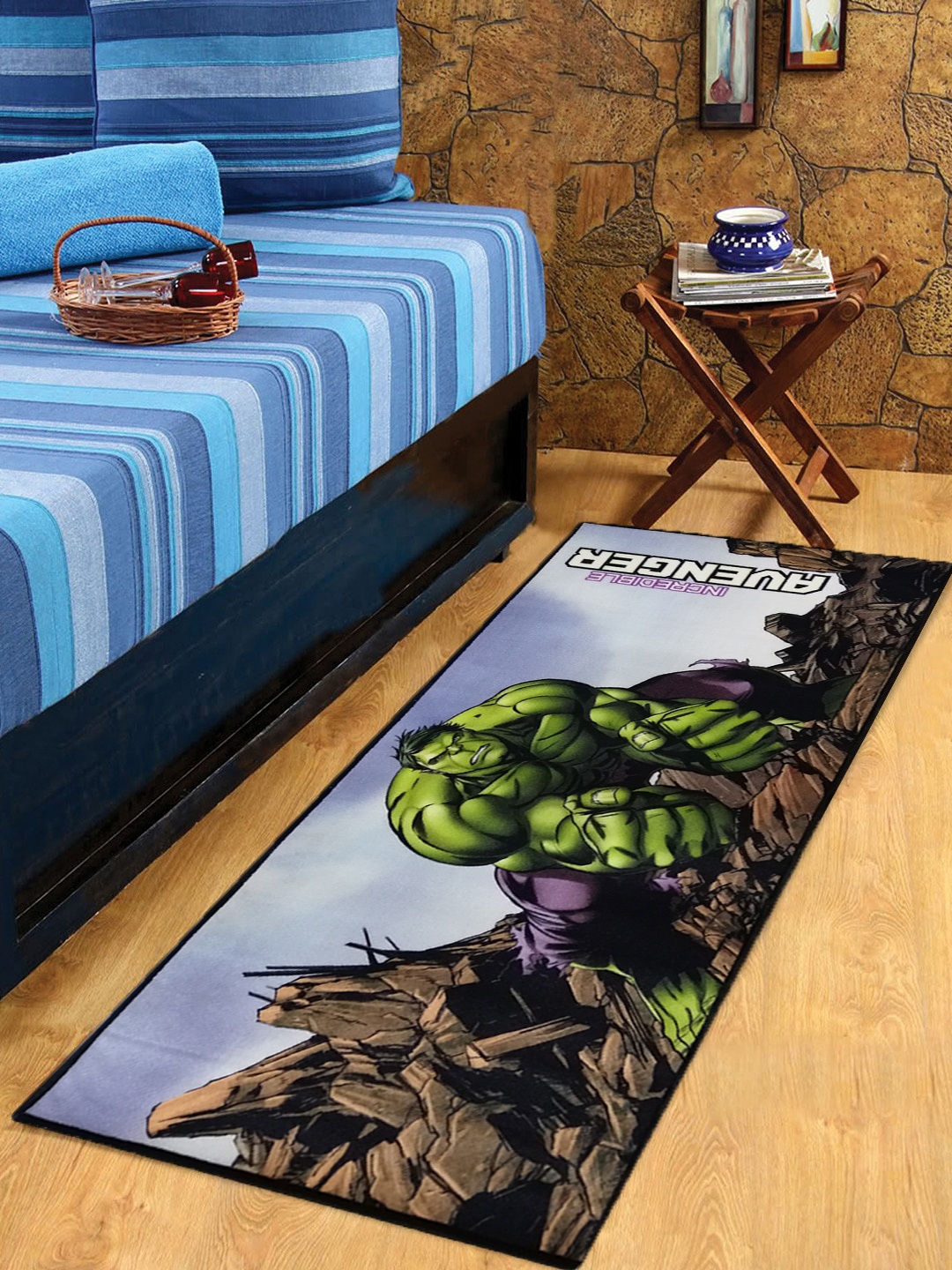 Marvel Kids Hulk Printed Floor Runner, Green