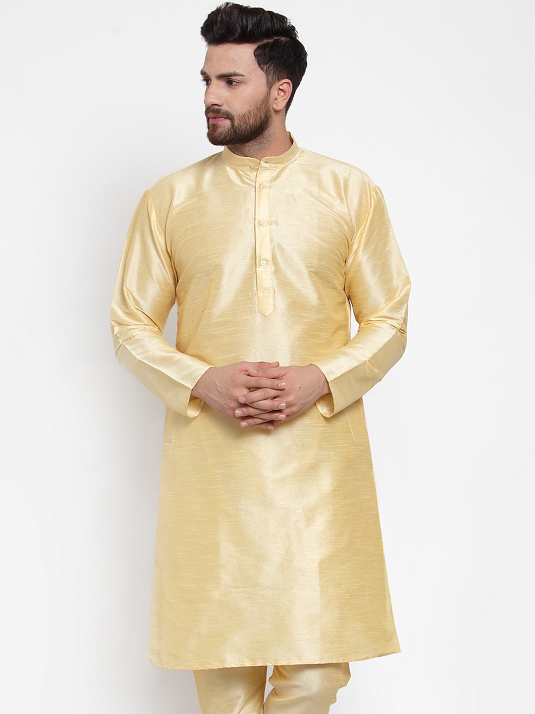 

Jompers Men Gold-Toned Solid Straight Kurta