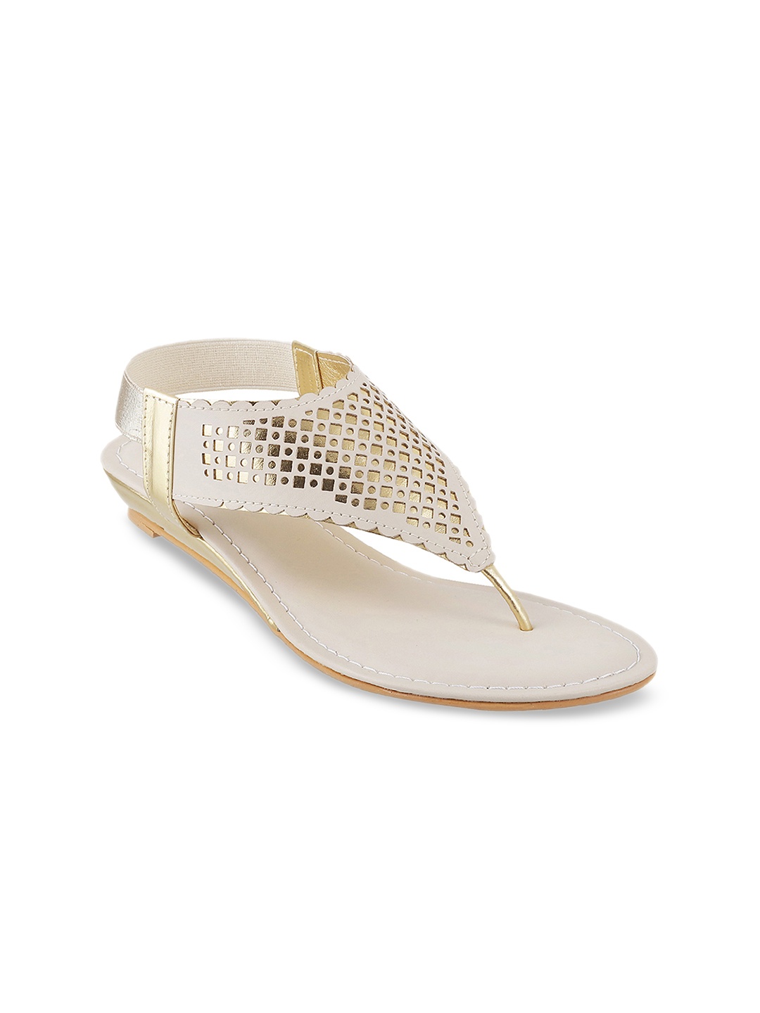 

WALKWAY by Metro Women Beige & Gold-Toned Textured Heels