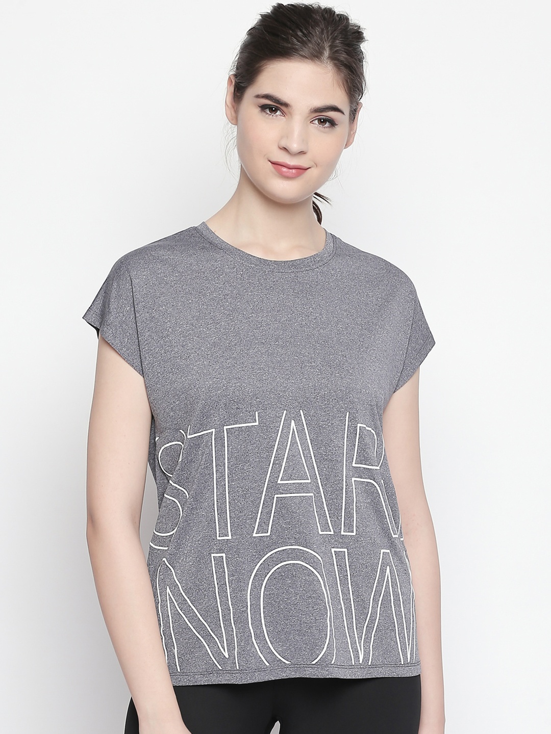 

Ajile by Pantaloons Women Grey Printed Round Neck T-shirt