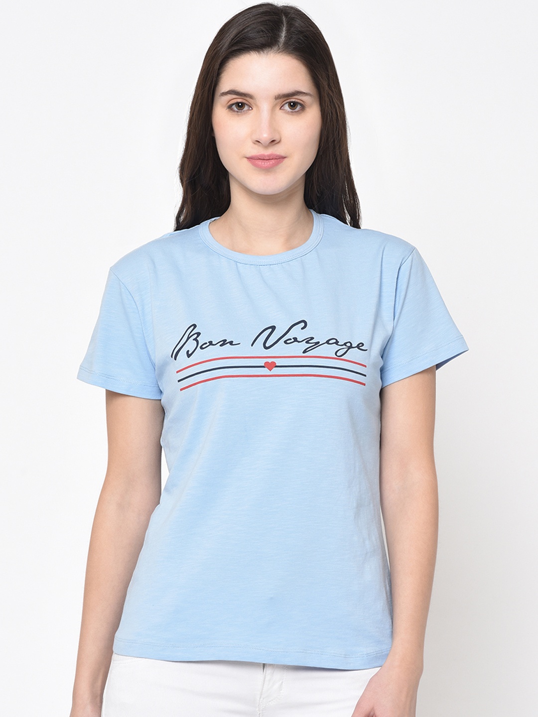 

ARMISTO Women Blue Printed Round Neck T-shirt