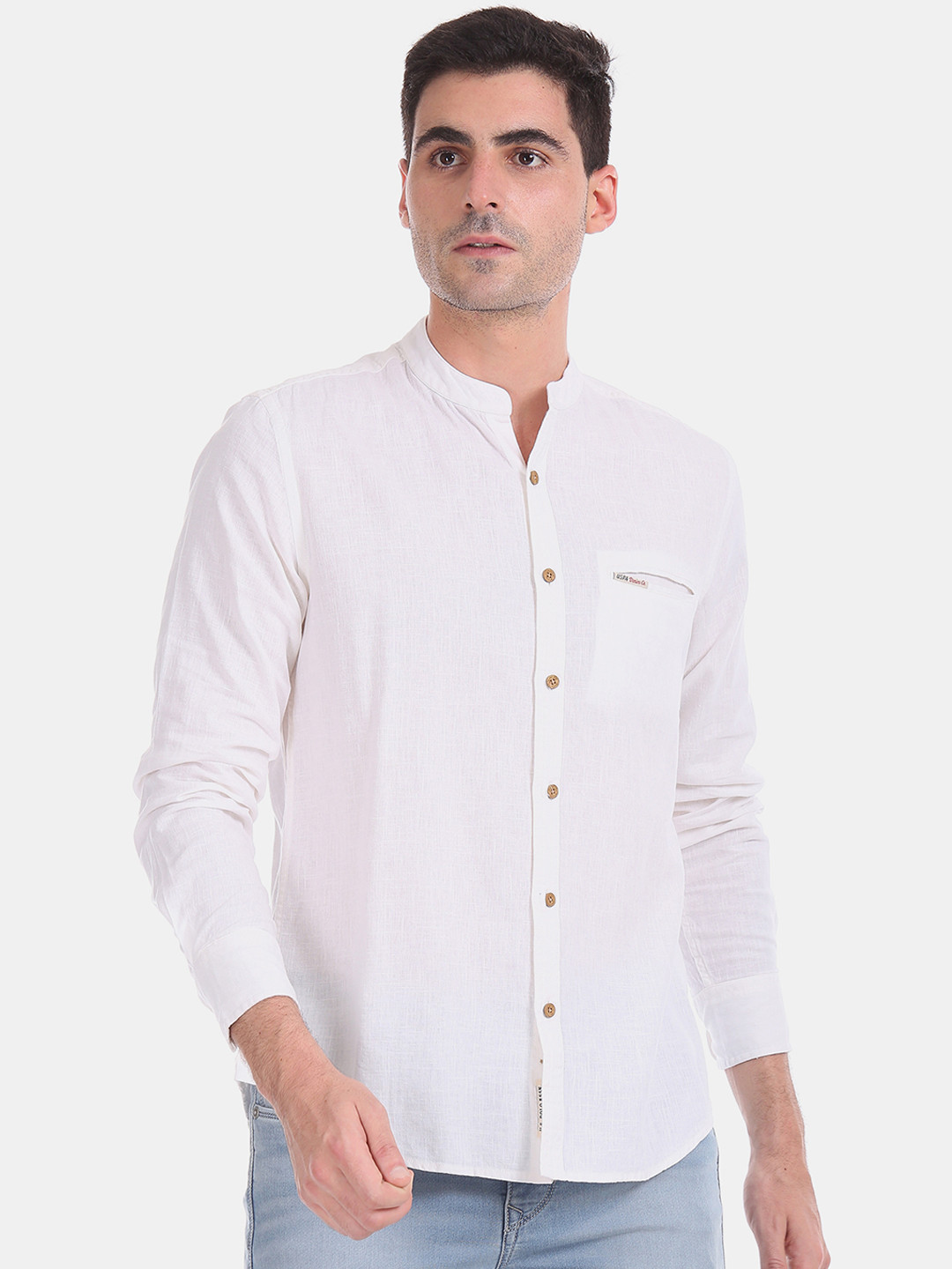 

U.S. Polo Assn. Denim Co. Men White Regular Fit Solid Casual Shirt