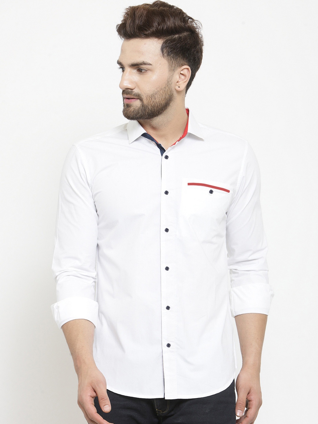 

Purple State Men White Slim Fit Solid Casual Shirt