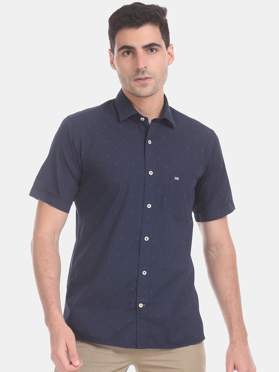 

Arrow Men Navy Blue & Grey Regular Fit Printed Casual Shirt