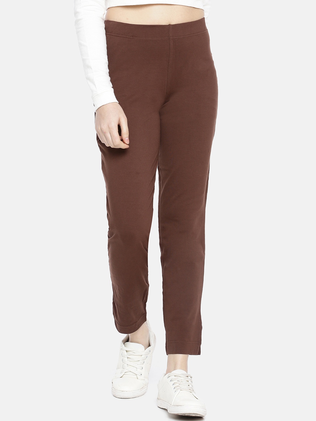

Dollar Missy Women Brown Smart Straight Fit Solid Cigarette Trousers