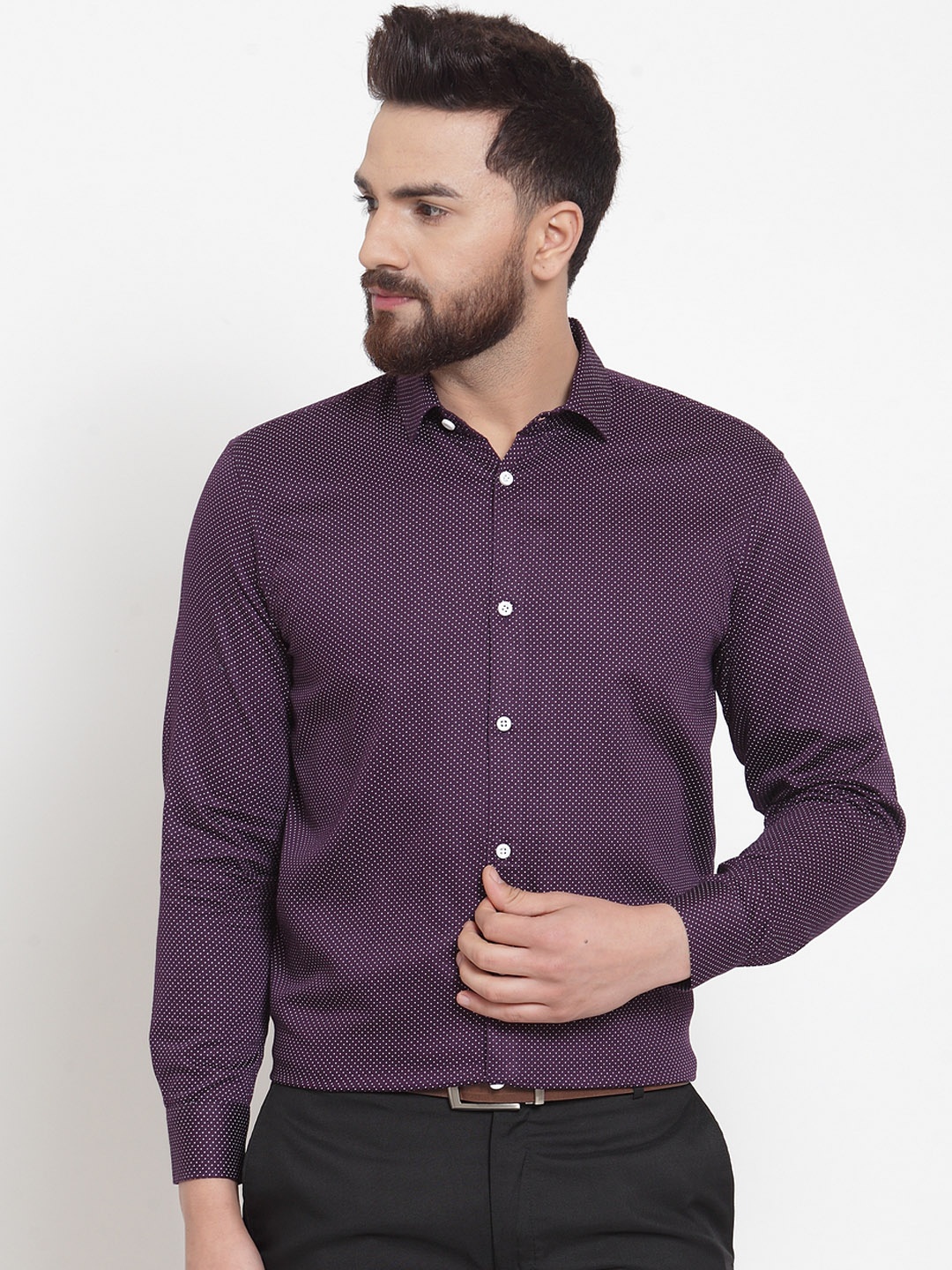

JAINISH Men Purple Classic Regular Fit Printed Formal Shirt