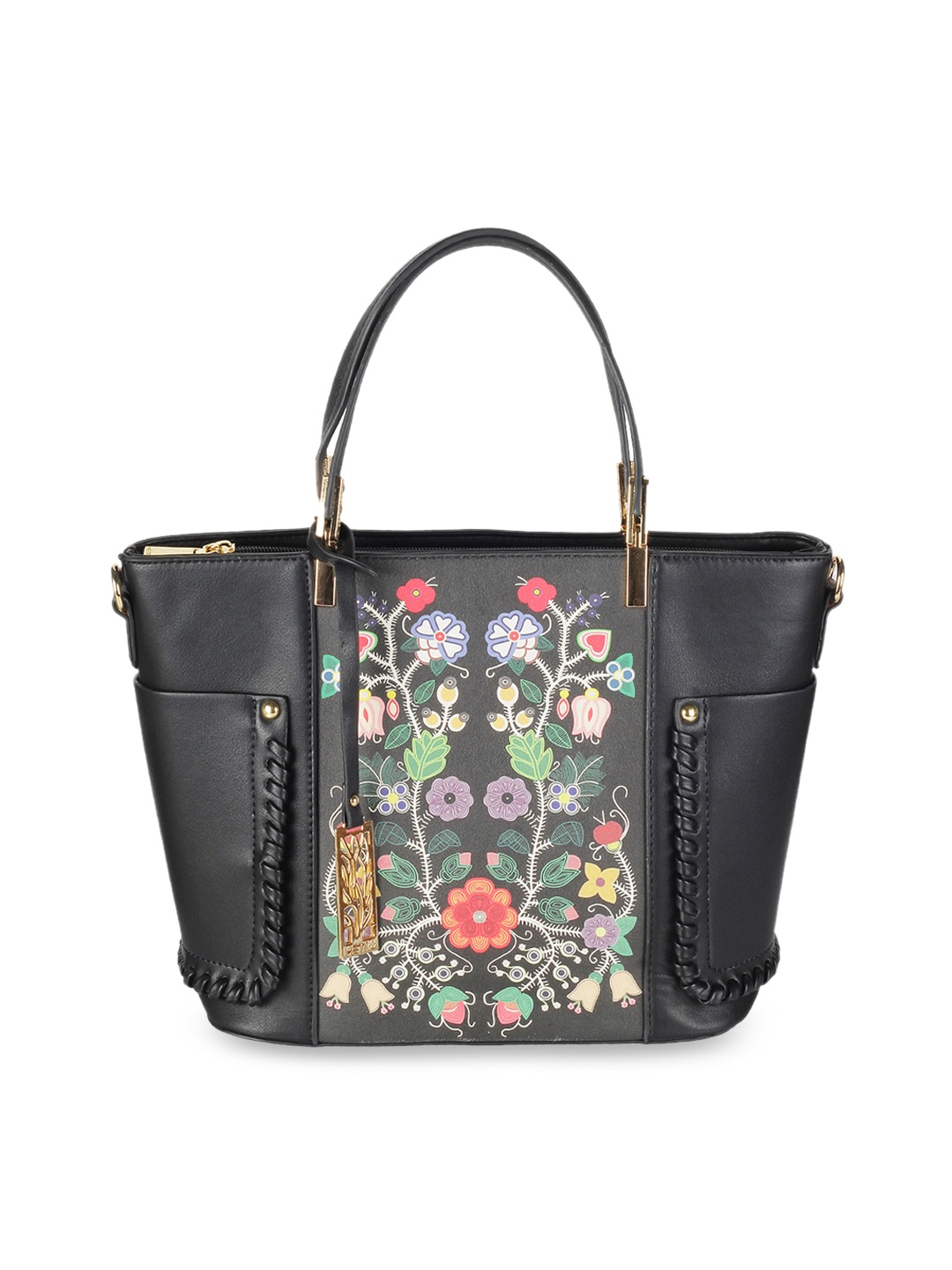 

Metro Black Printed Handheld Bag
