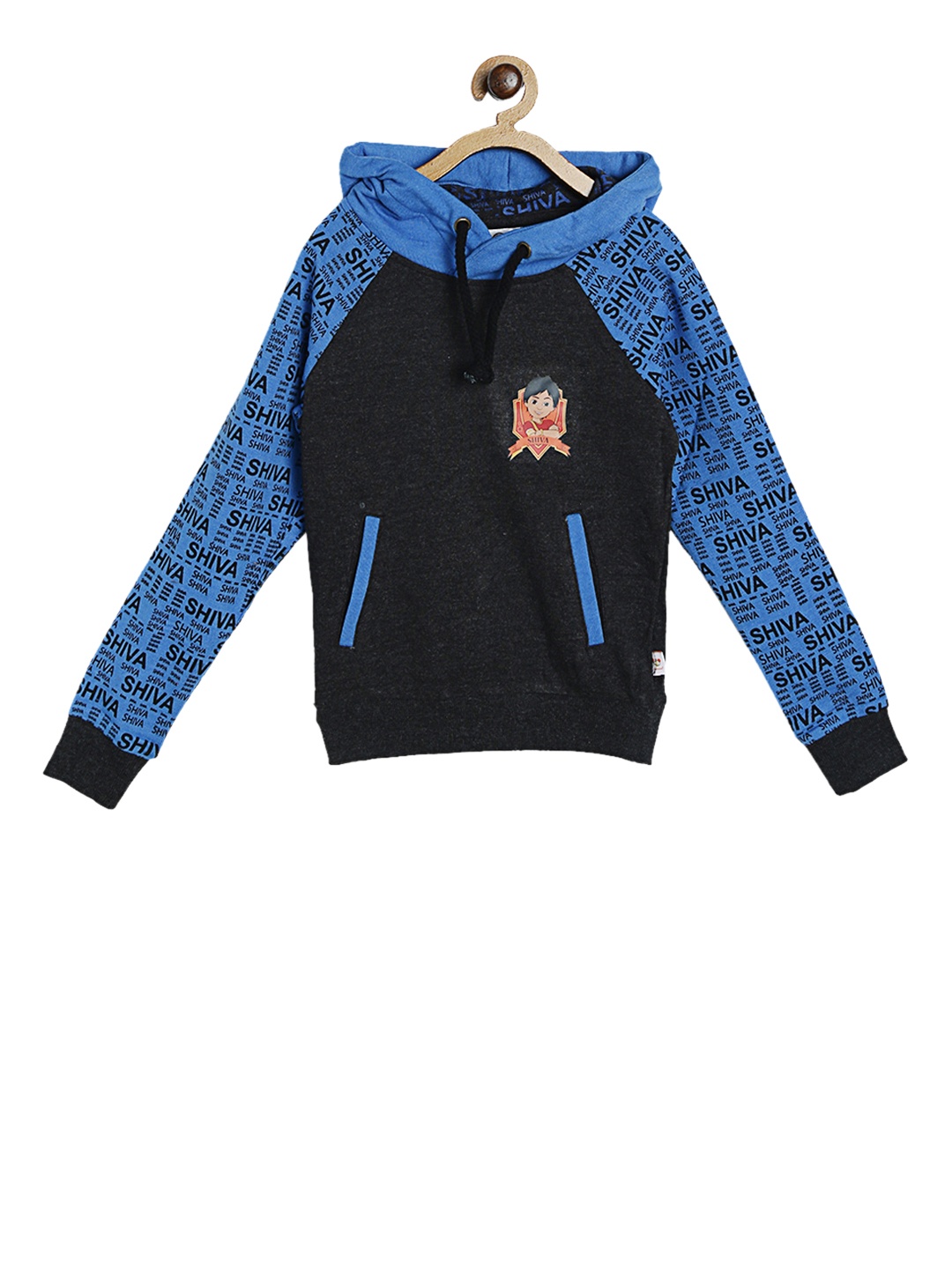 toothless Boys Black & Blue Shiva Solid Hooded Sweatshirt