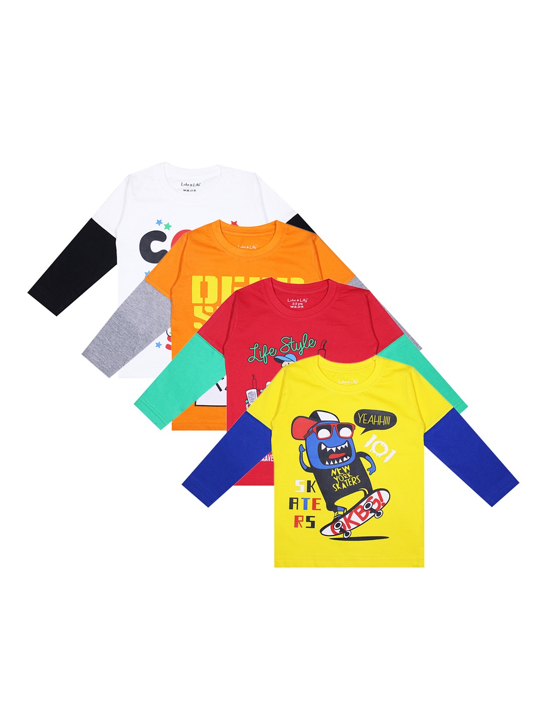 

Luke Lilly Boys Pack Of 4 Round Neck Pure Cotton T-shirt, Na