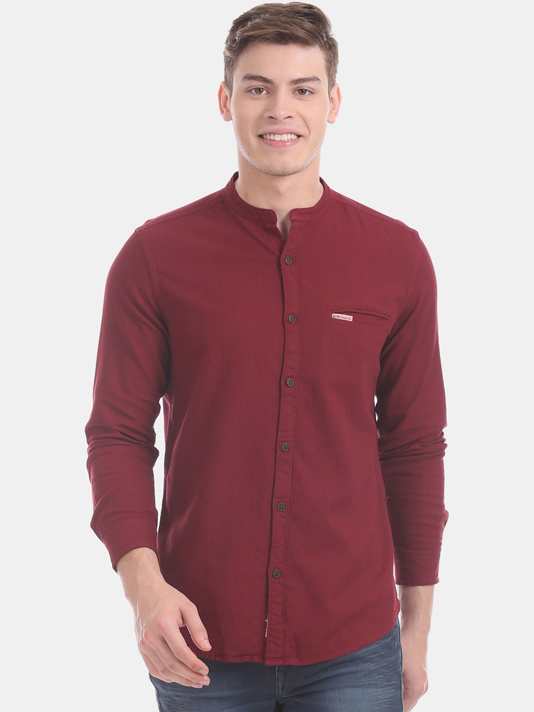 

U.S. Polo Assn. Men Maroon Slim Fit Solid Casual Shirt