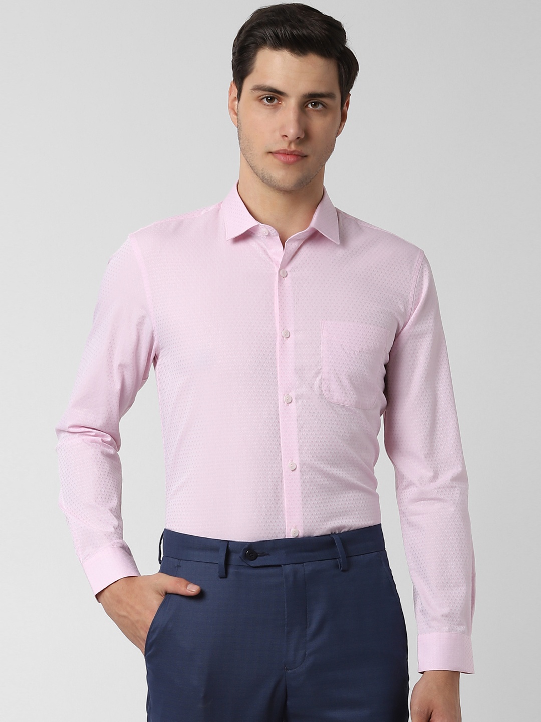 

Peter England Men Pink Slim Fit Printed Formal Shirt