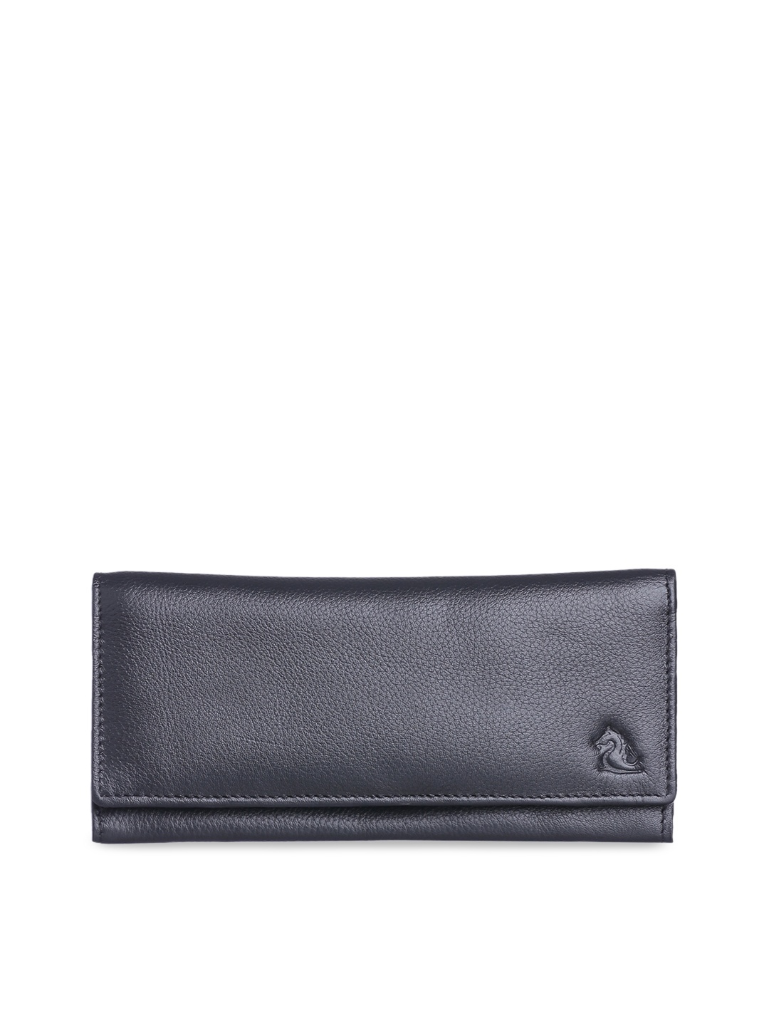

Kara Women Black Leather Solid Two Fold Wallet