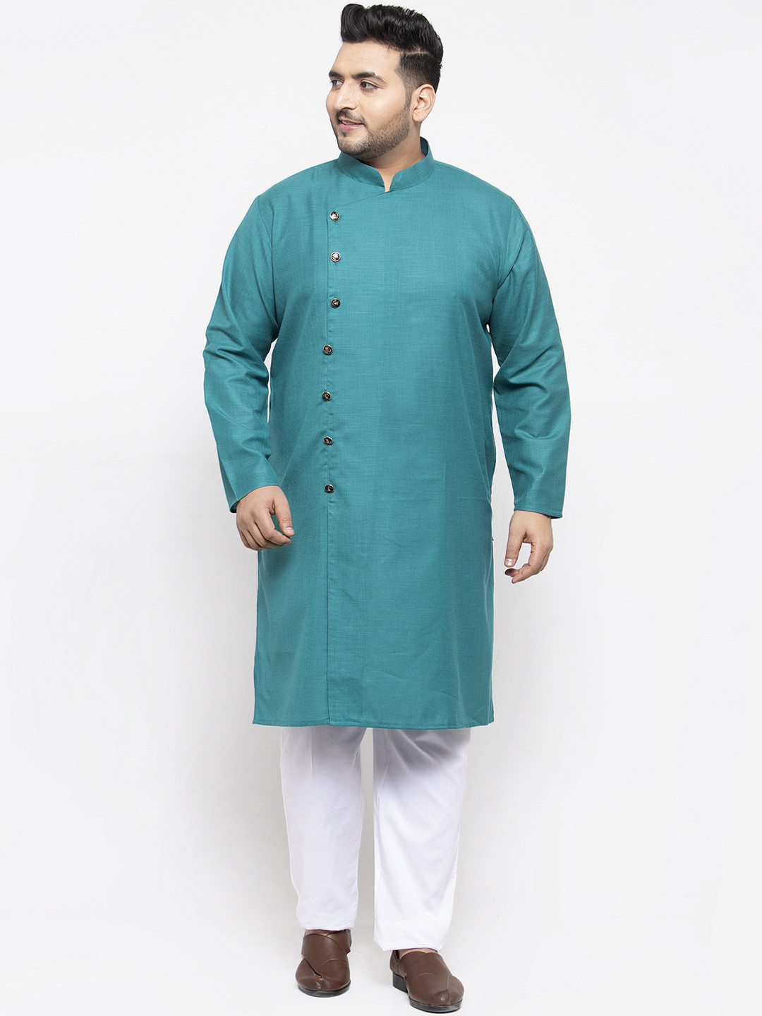 

plusS Men Green Solid Kurta with Pyjamas