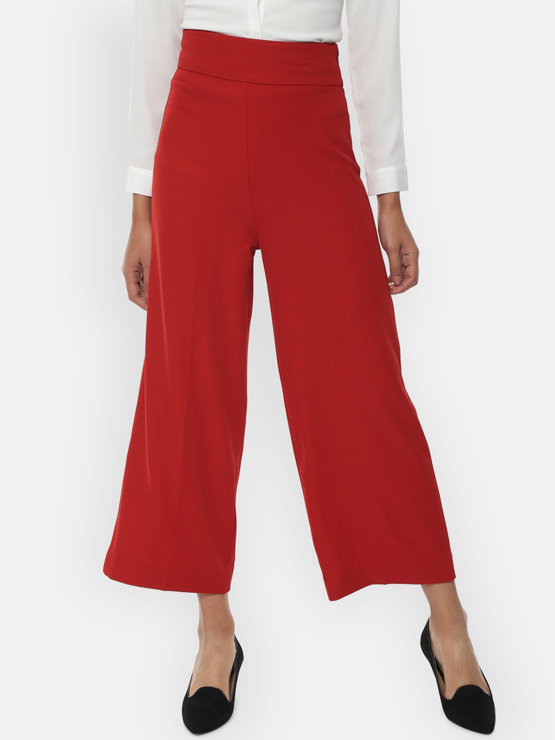 

Van Heusen Woman Women Red Urban Slim Regular Fit Solid Culottes