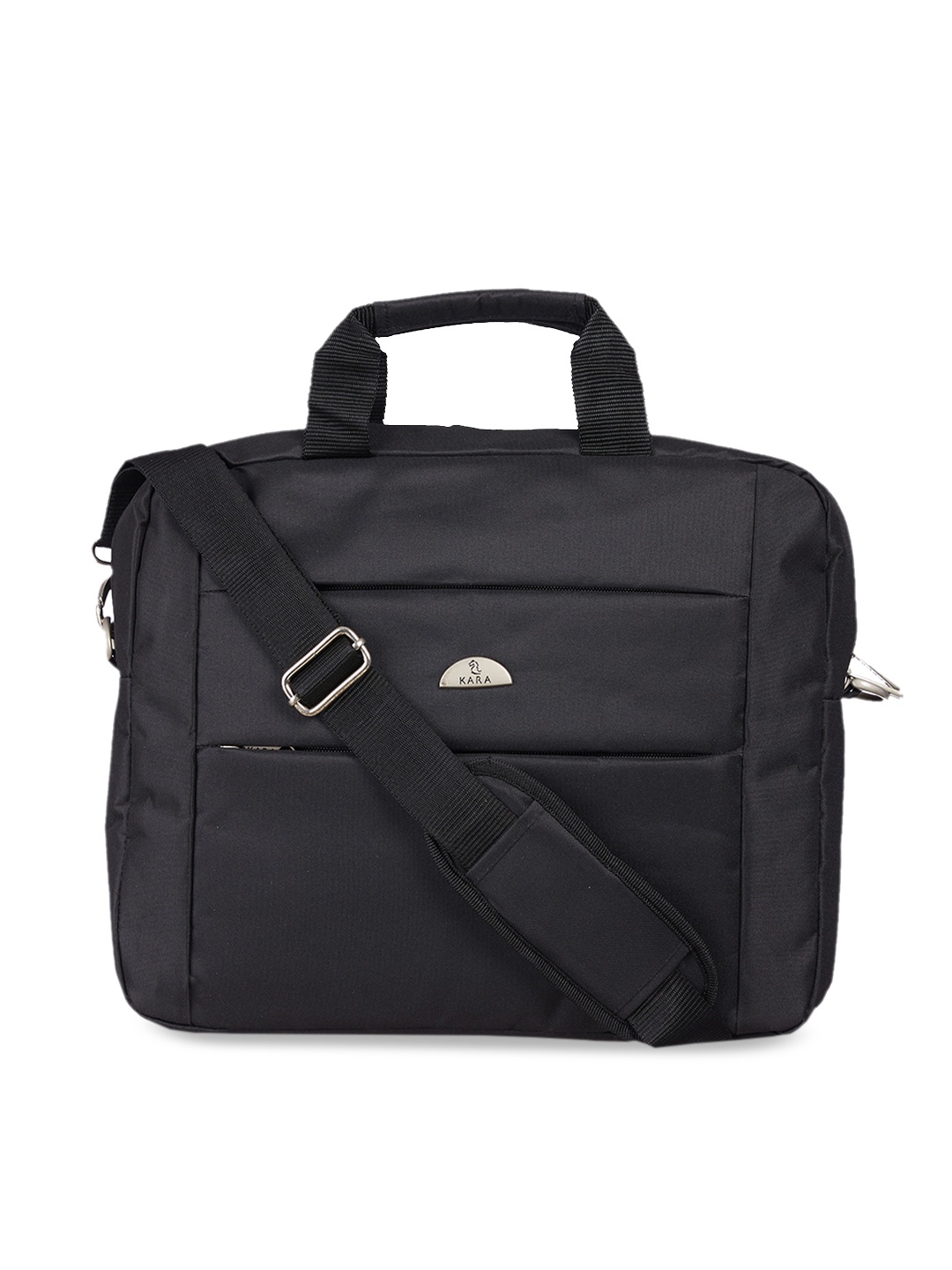 Kara Men Black Solid Laptop Bag With Detachable Sling Strap