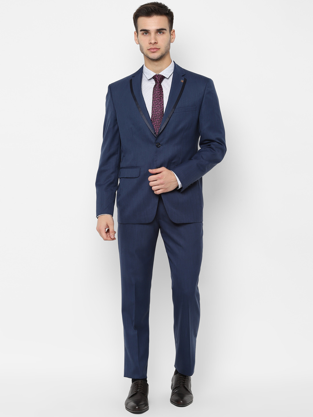 

Allen Solly Men Navy Blue Solid Slim-Fit Single-Breasted Formal Suit
