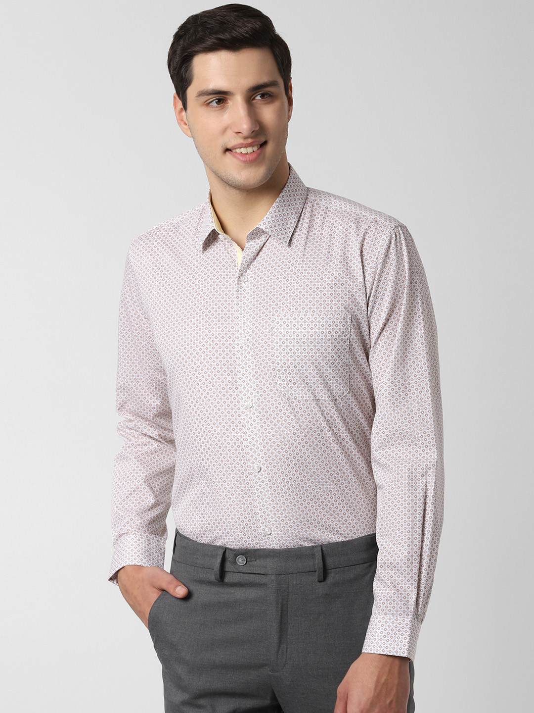 

Peter England Men White Floral Printed Formal Shirt