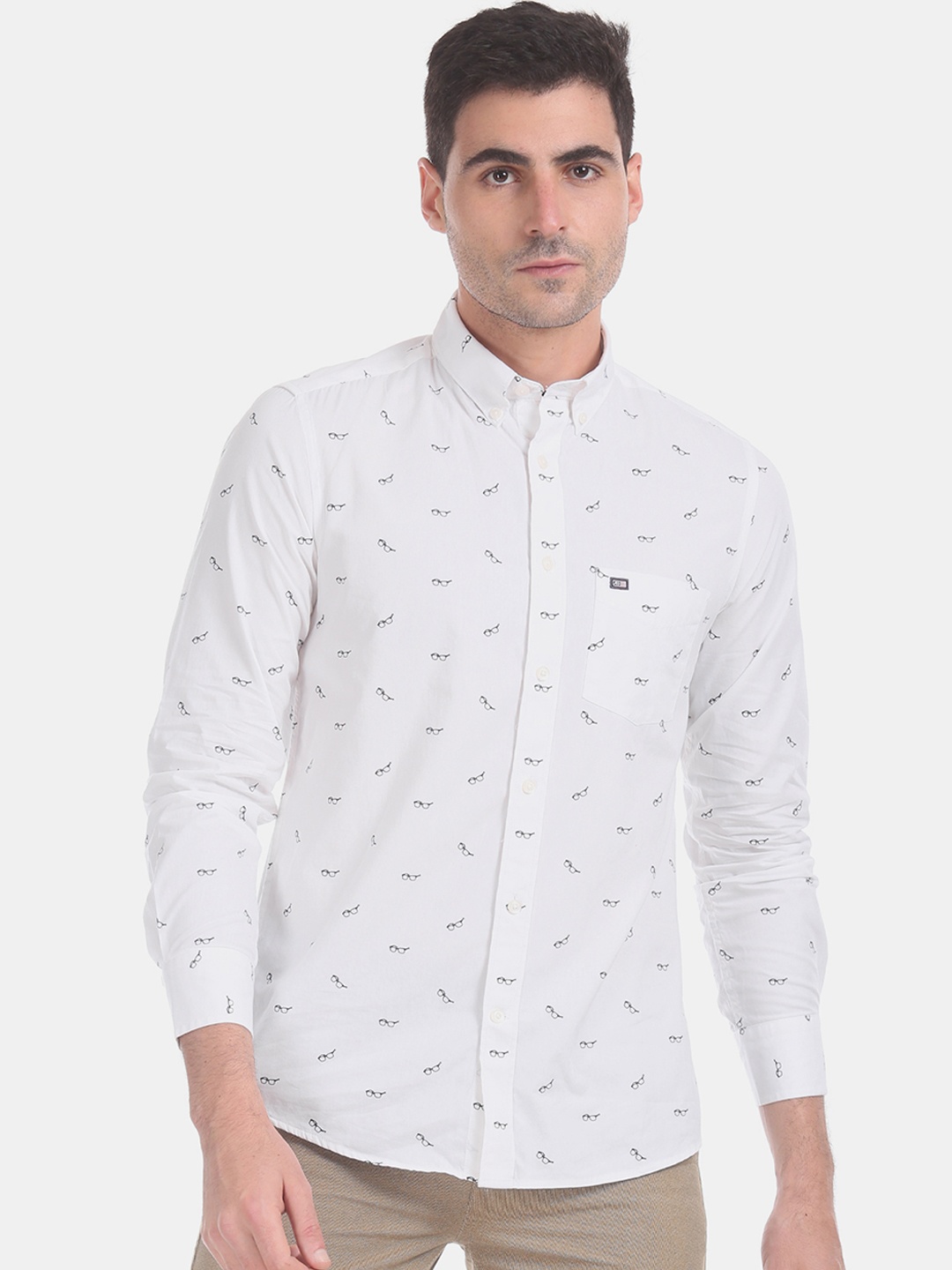 

Arrow Sport Men White & Grey Slim Fit Printed Casual Shirt