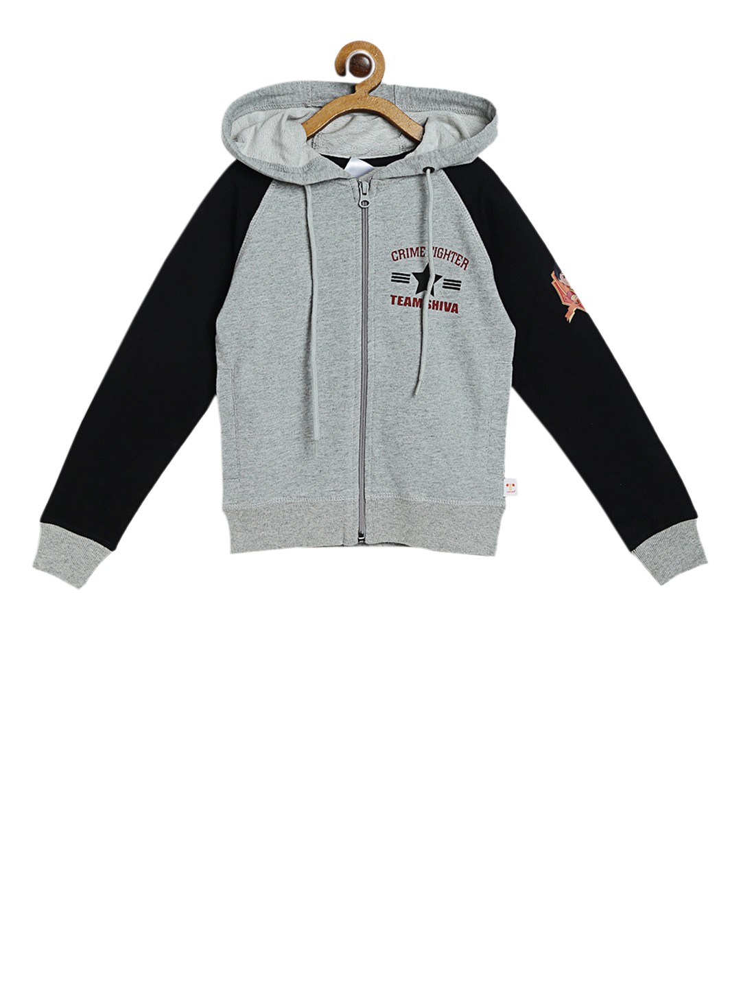

toothless Boys Grey & Black Shiva Solid Hooded Sweatshirt