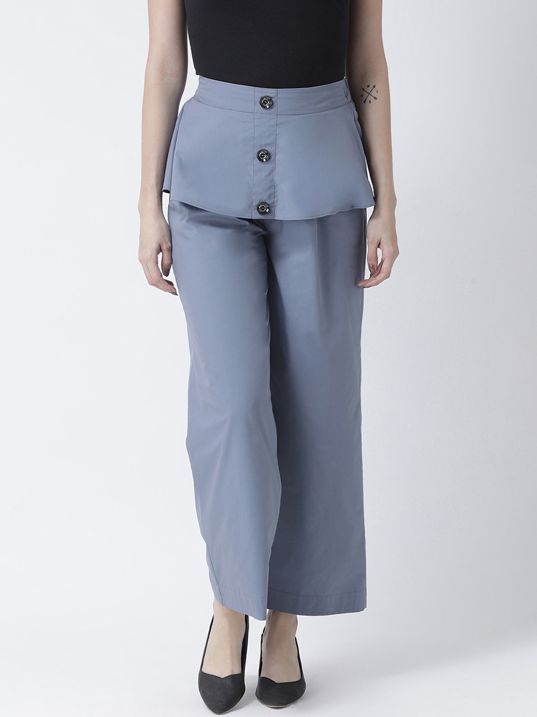 

KASSUALLY Women Blue Regular Fit Solid Culottes