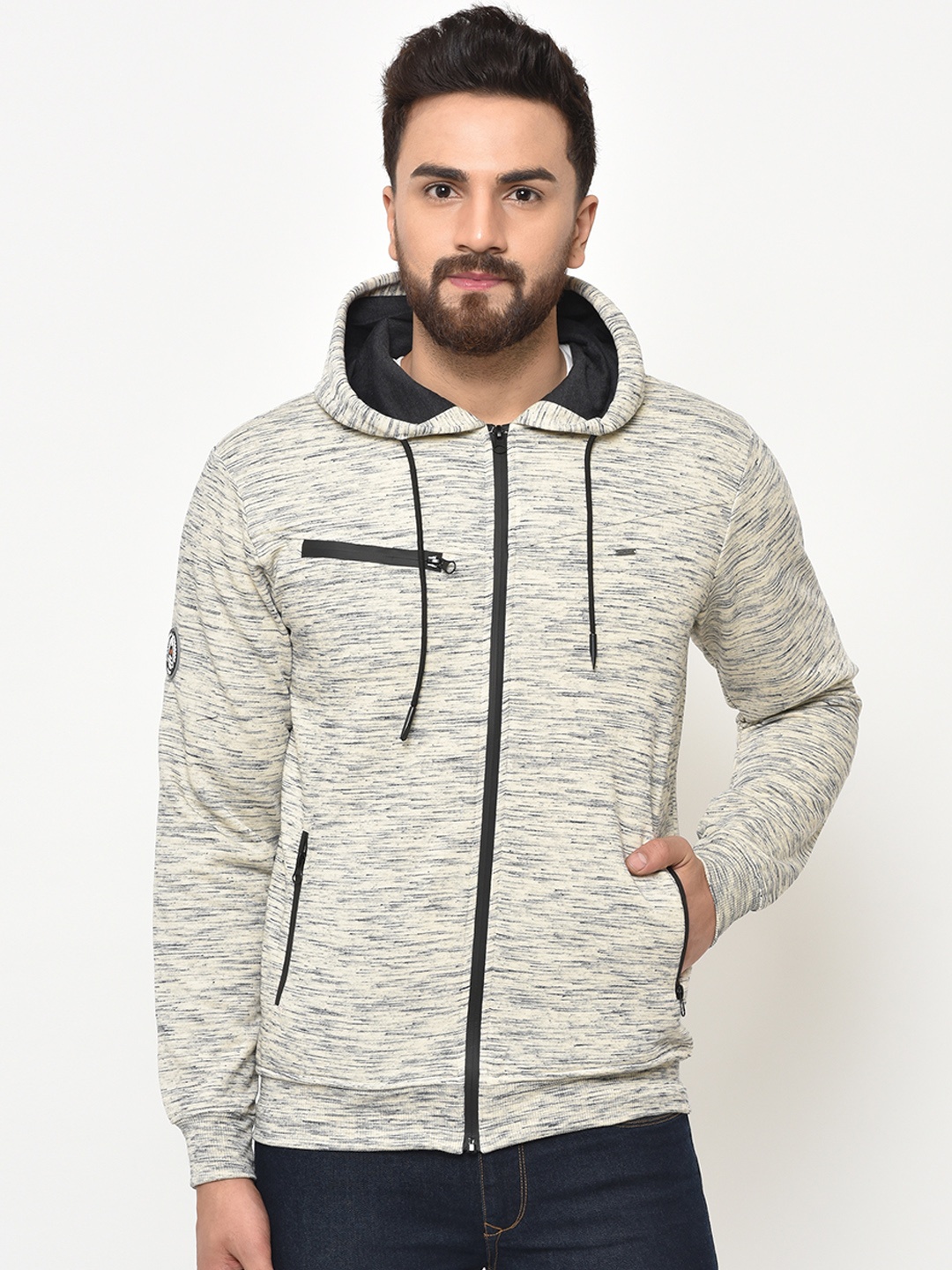 

Duke Men Beige Solid Hooded Sweatshirt