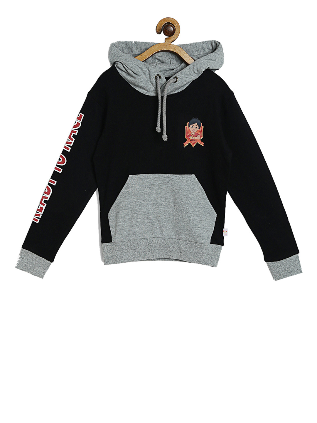 

Shiva Boys Black & Grey Printed Hooded Sweatshirt