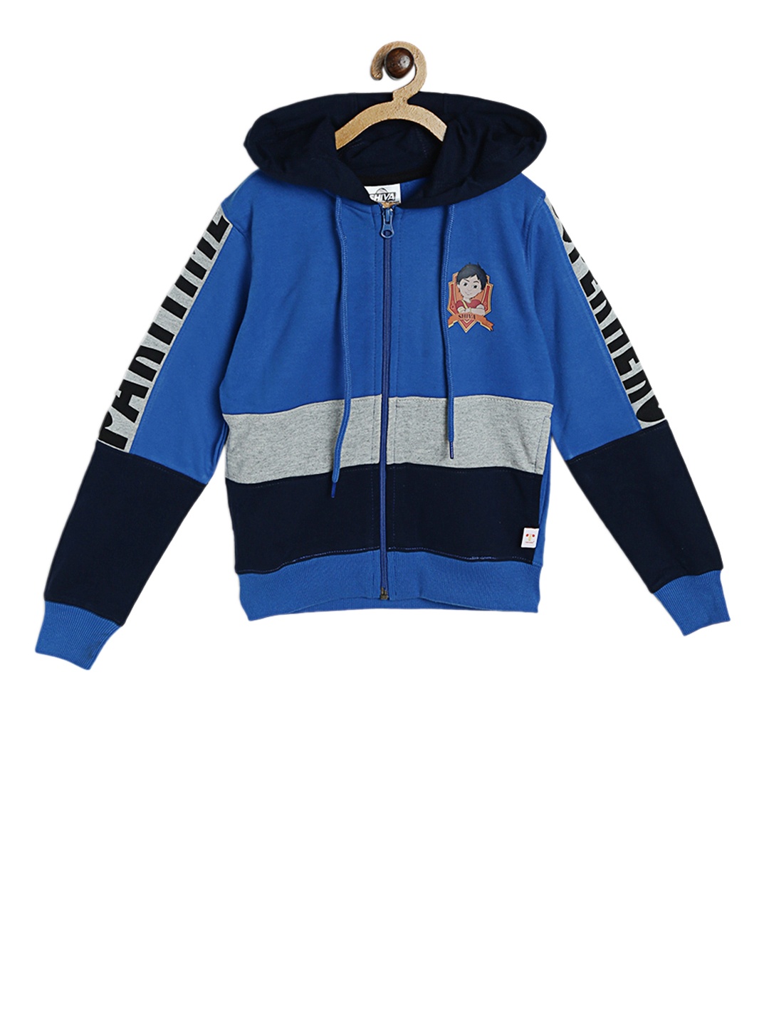 

toothless Boys Blue & Grey Shiva Striped Hooded Sweatshirt