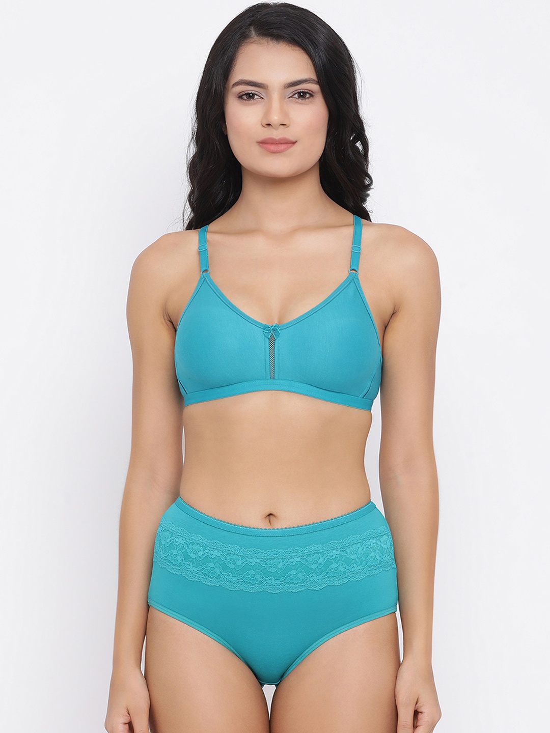 

Clovia Women Blue Solid Lingerie Set COMBBP51432B