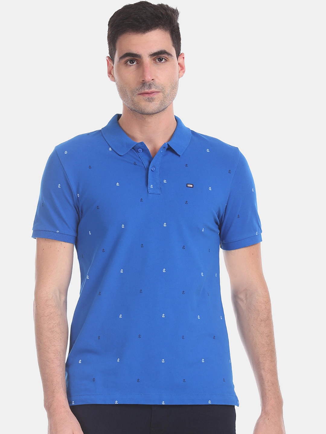 

Arrow Men Blue Printed Polo Collar T-shirt