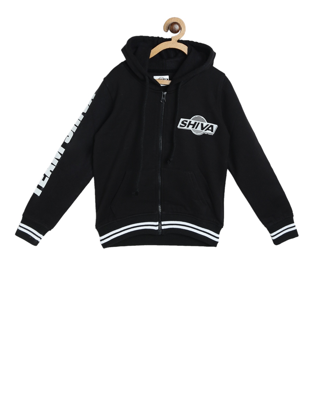 

Shiva Boys Black Printed Hooded Sweatshirt