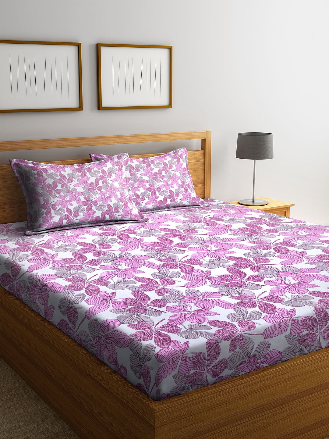 

Cortina Pink Floral 104 TC Cotton 1 King Bedsheet with 2 Pillow Covers