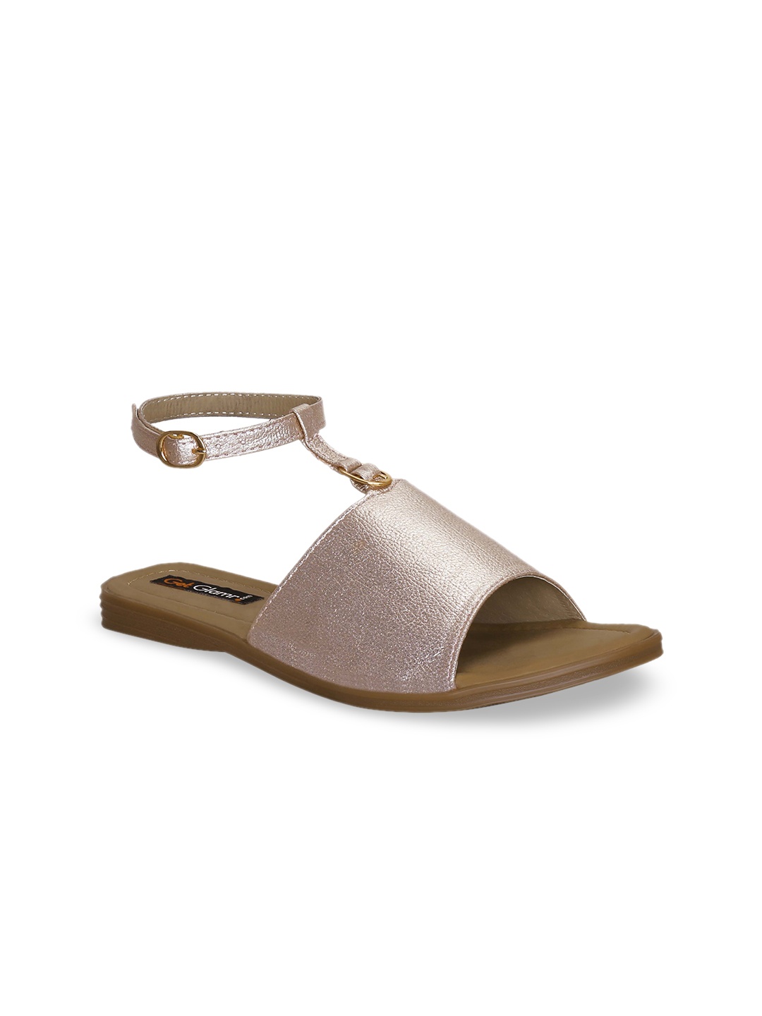 

Get Glamr Women Rose Gold-Toned Solid Open Toe Flats