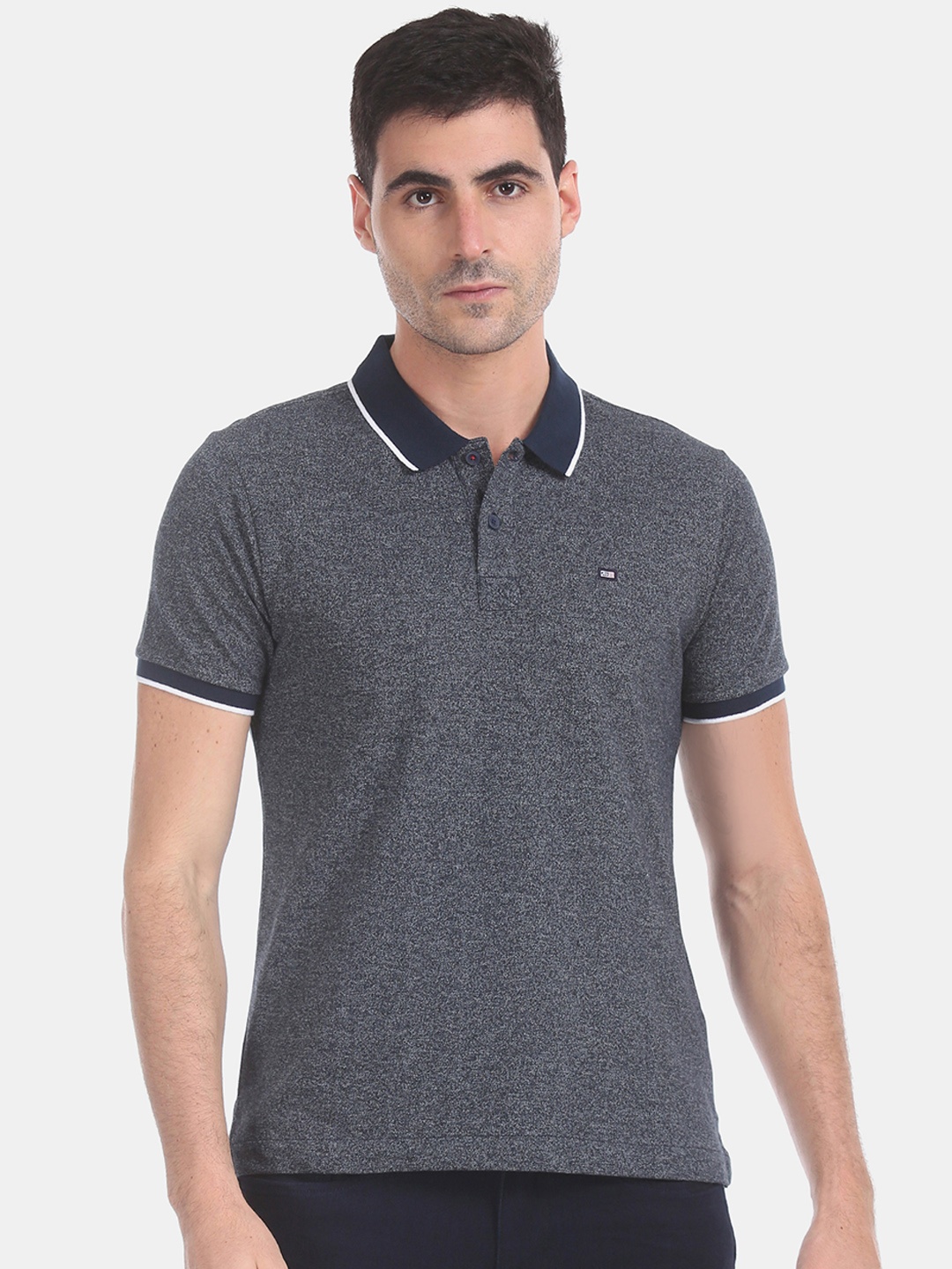 

Arrow Men Navy Blue Solid Polo Collar Pure Cotton T-shirt