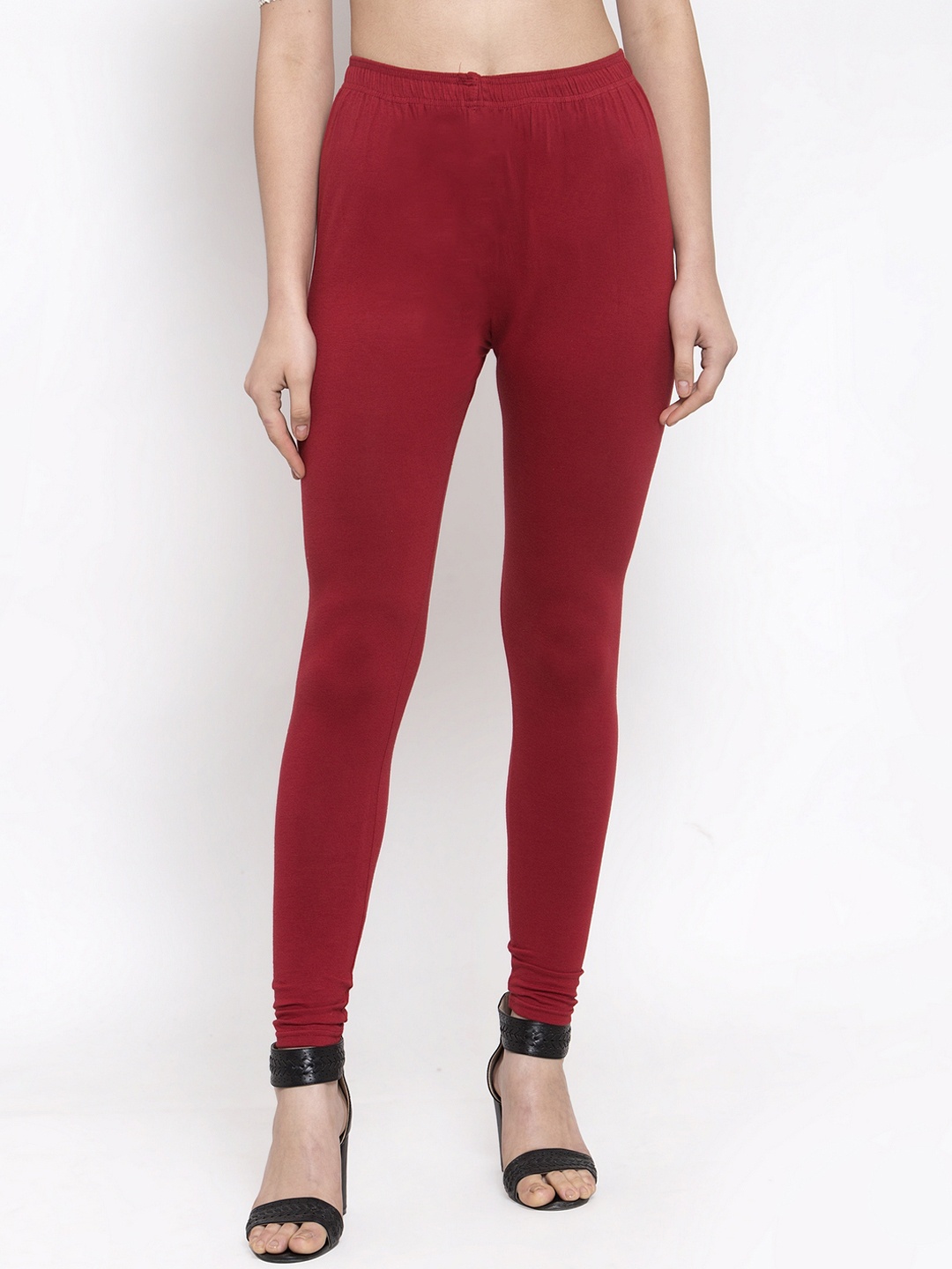 

TAG 7 Women Red Solid Churidar-Length Leggings