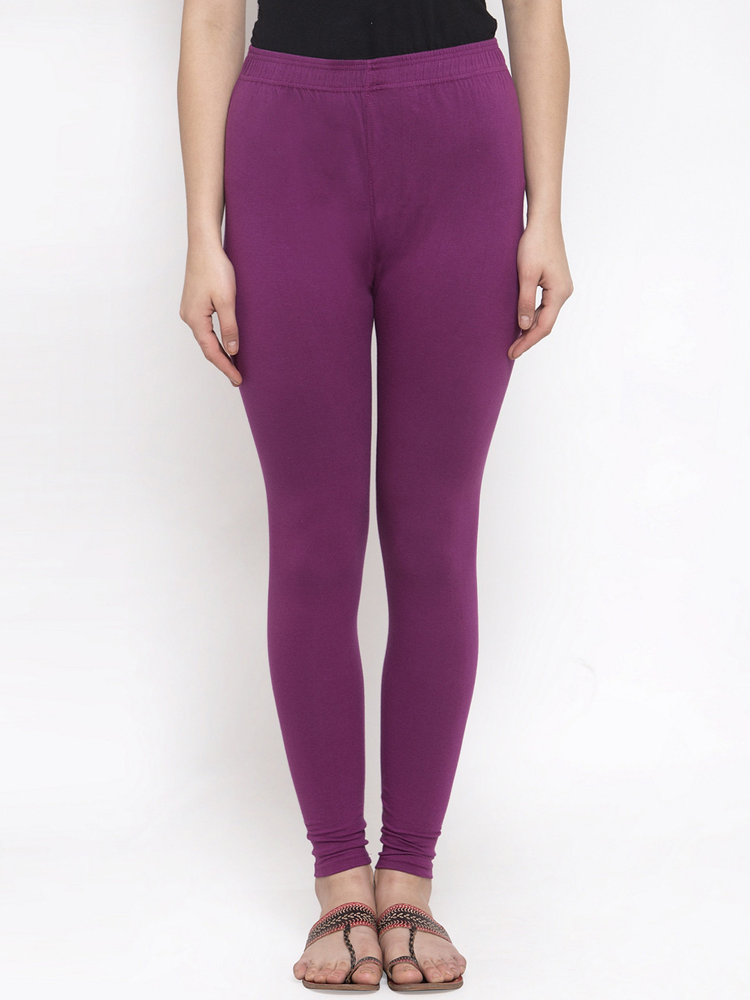 

TAG 7 Women Purple Solid Churidar-Length Leggings