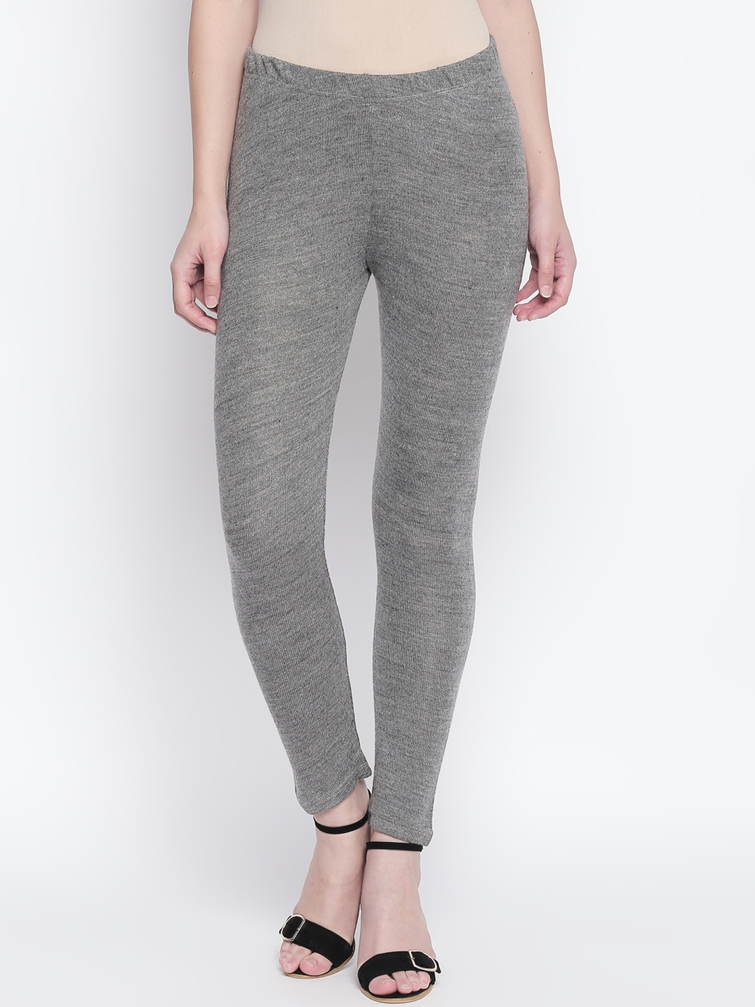 

RANGMANCH BY PANTALOONS Women Charcoal Grey Skinny Fit Solid Ankle-Length Leggings