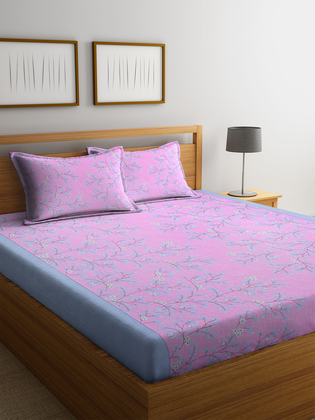 

Cortina Pink Floral 104 TC Cotton 1 King Bedsheet with 2 Pillow Covers